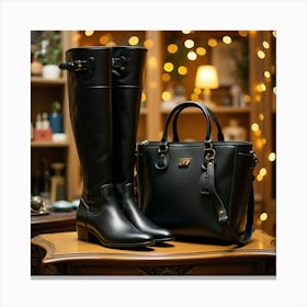 Black Boots And Handbag 6 Canvas Print