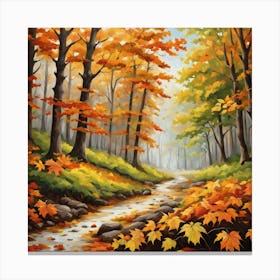 Forest In Autumn In Minimalist Style Square Composition 16 Canvas Print