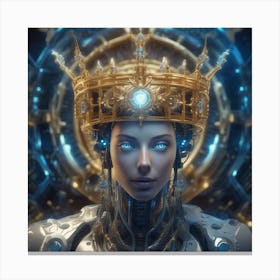 Futuristic Woman With Crown Canvas Print