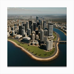 Aerial View Of Brisbane City Canvas Print