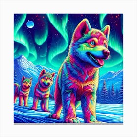 Psychedelic Wolf Family 5 Canvas Print