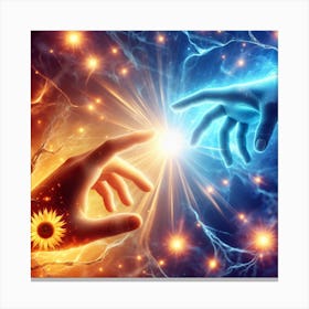 Two Hands Reaching For Each Other Canvas Print