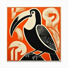 Retro Bird Lithograph Toucan 1 Canvas Print