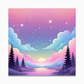 Sky With Twinkling Stars In Pastel Colors Square Composition 165 Canvas Print