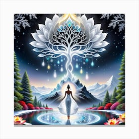 Lotus Tree Of Life Canvas Print