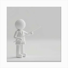 3d Man Holding A Stick Canvas Print