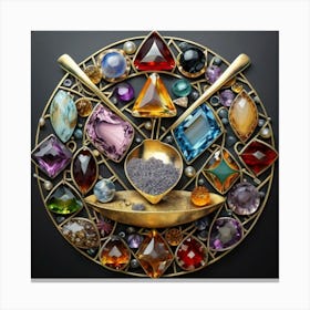 Logo made of gemstones extracted with a tablespoon. 4 Canvas Print