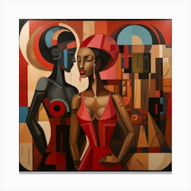 Two Women In Red Canvas Print