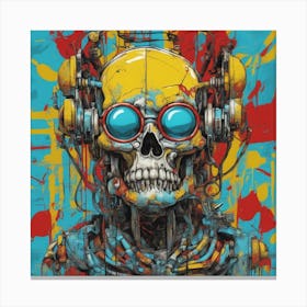 Andy Getty, Pt X, In The Style Of Lowbrow Art, Technopunk, Vibrant Graffiti Art, Stark And Unfiltere (5) Canvas Print