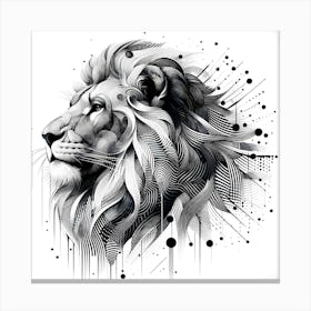 Lion Head - Abstract Line Art Illustration 140 Canvas Print