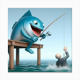 Businessman Fishing Canvas Print