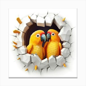 Parrots In The Hole Canvas Print