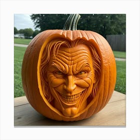 Joker Pumpkin Carving 1 Canvas Print