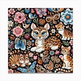 Cats And Butterflies Canvas Print