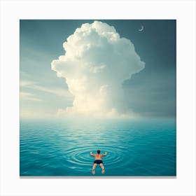 Man Floating In The Ocean Canvas Print