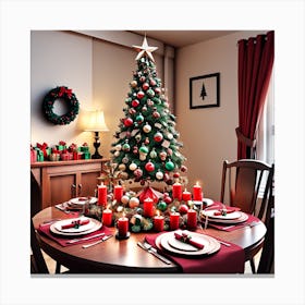 Christmas Decorations On Table In Living Room (33) Canvas Print