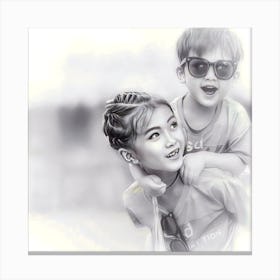 Portrait Of A Boy And Girl Canvas Print