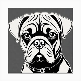 Pug, Black and white illustration, Dog drawing, Dog art, Animal illustration, Pet portrait, Realistic dog art, puppy Canvas Print