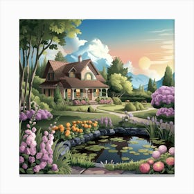 Garden Pond In The Garden Canvas Print