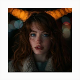 Portrait Of A Girl With Blue Eyes Canvas Print