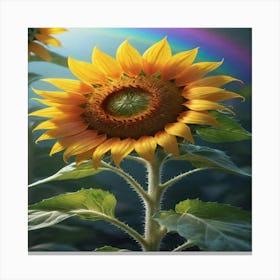 Sunflower With Rainbow 1 Canvas Print