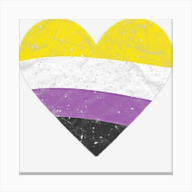 Non Binary Flag Heart Lgbt Pride Month Left Chest Canvas Print