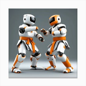 Robots Fighting Canvas Print