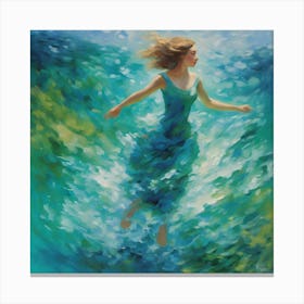 Girl In The Ocean 2 Canvas Print