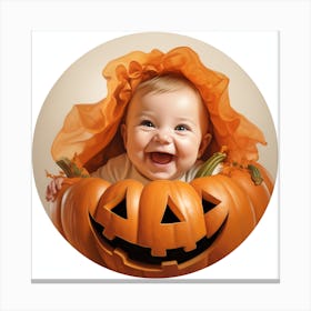 Baby In Pumpkin 1 Canvas Print