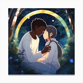 Girl And A Boy Hugging Canvas Print
