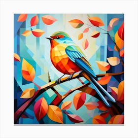 Cubism Art, Robin bird 2 Canvas Print