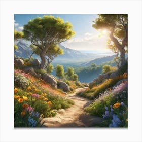 Path Of Flowers Canvas Print