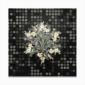 Vintage Narcissus Candidissimus Flower Wreath on Dot Bokeh Pattern n.0787 Canvas Print