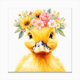 Floral Baby Duck Nursery Illustration (13) Canvas Print