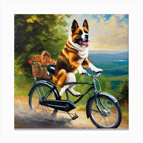 Corgi On A Bike Canvas Print