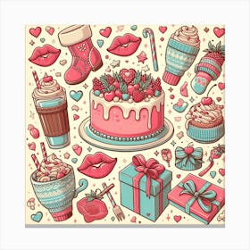 Valentine's Day, kiss pattern 1 Canvas Print