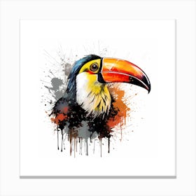 Toucan Sketch With Ink Splash Effect Canvas Print