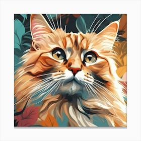 Orange Cat Painting Canvas Print