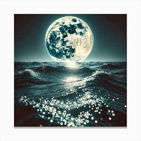 Full Moon Over The Ocean Canvas Print