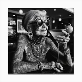 Old Lady With Tattoos Canvas Print