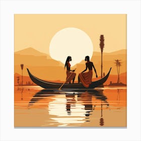 Egyptian Couple In Boat Canvas Print