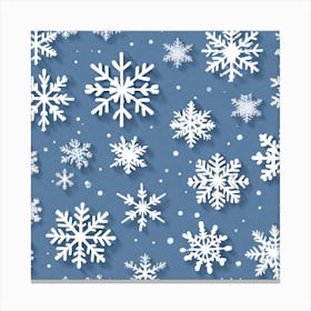 Snowflakes On Blue Background 1 Canvas Print