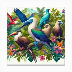 Tropical Birds In The Jungle 1 Canvas Print