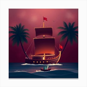 Pirate Ship In The Sea Canvas Print