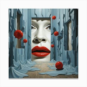 Woman With Red Balloons Canvas Print