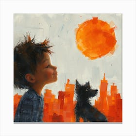 Boy And Dog Canvas Print