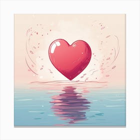 A minimalist illustration of a cute heart swimming Canvas Print