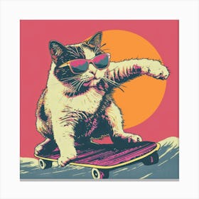 Skateboard Cat 3 Canvas Print