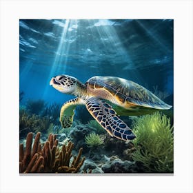 Sea Turtle In The Sea Canvas Print