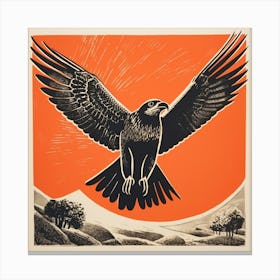 Retro Bird Lithograph Falcon 1 Canvas Print